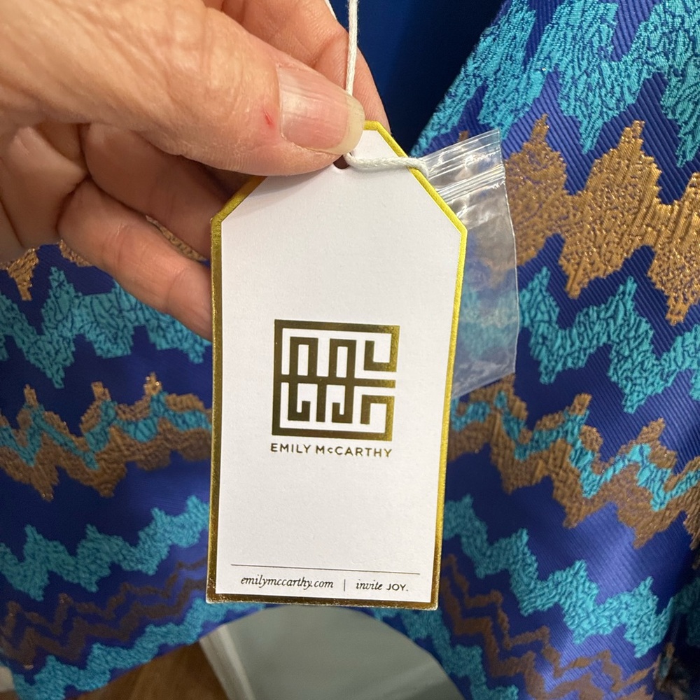 Emily McCarthy Hampton Top Blue and Gold Zigzag - Picture 2 of 4